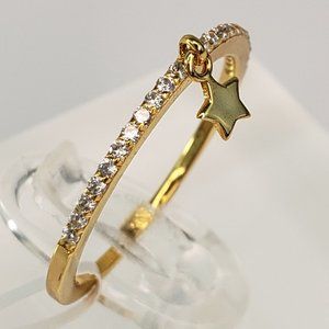 New 18K Gold Plated Dangling Star Ring with Cubic Zirconia